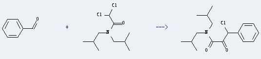 Acetamide,2,2-dichloro-N,N-bis(2-methylpropyl)- can react with benzaldehyde to produce 3-chloro-N,N-diisobutyl-2-oxo-3-phenyl-propionamide
